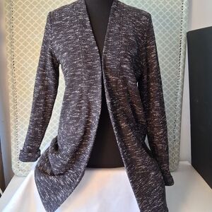 Women's Black and White Open Front Sweater